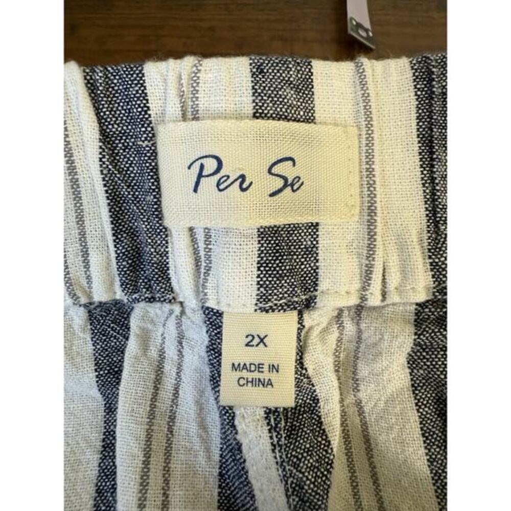 Per Se Linen Blend Pants Wmns 2X Beach Coastal Travel Resort Cruise Drawstring - Picture 4 of 9